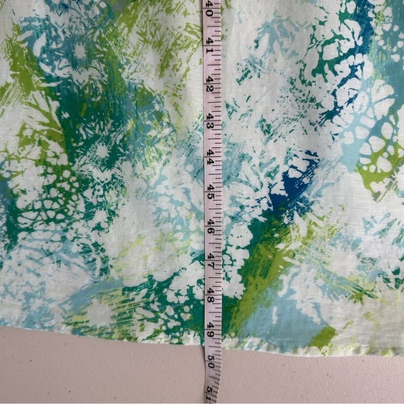 J. Jill V-Neck Midi Dress Sleeveless Green Blue Silk Blend Petite Large - Picture 7 of 10